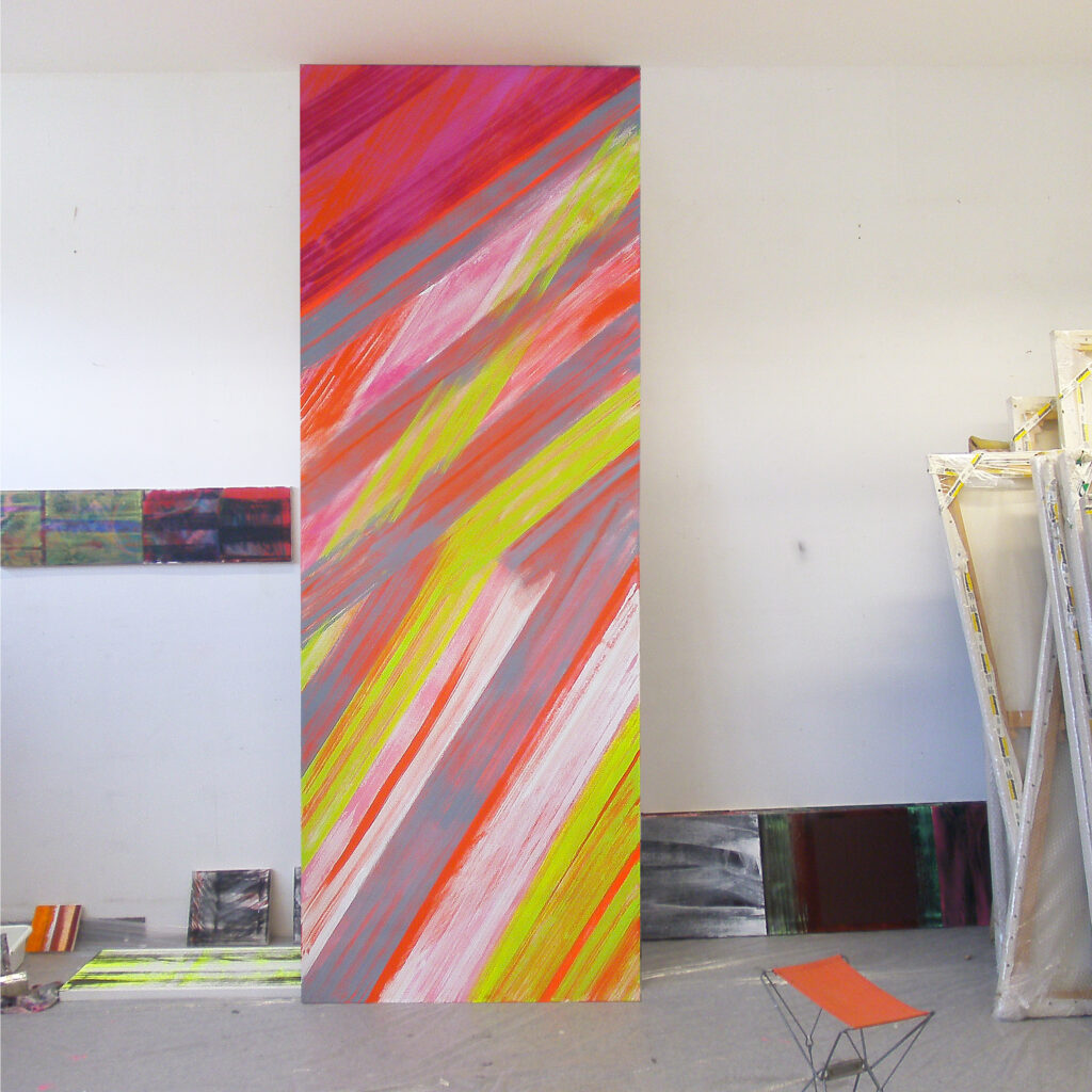 Feuersturz, 1980, Mischtechnik, Segeltuch, 300 x 100 cm