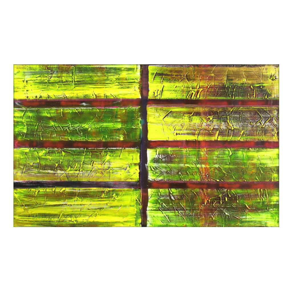Gelbe Paraphrase, 2017, Mischtechnik auf Segeltuch, 110 x 180 cm