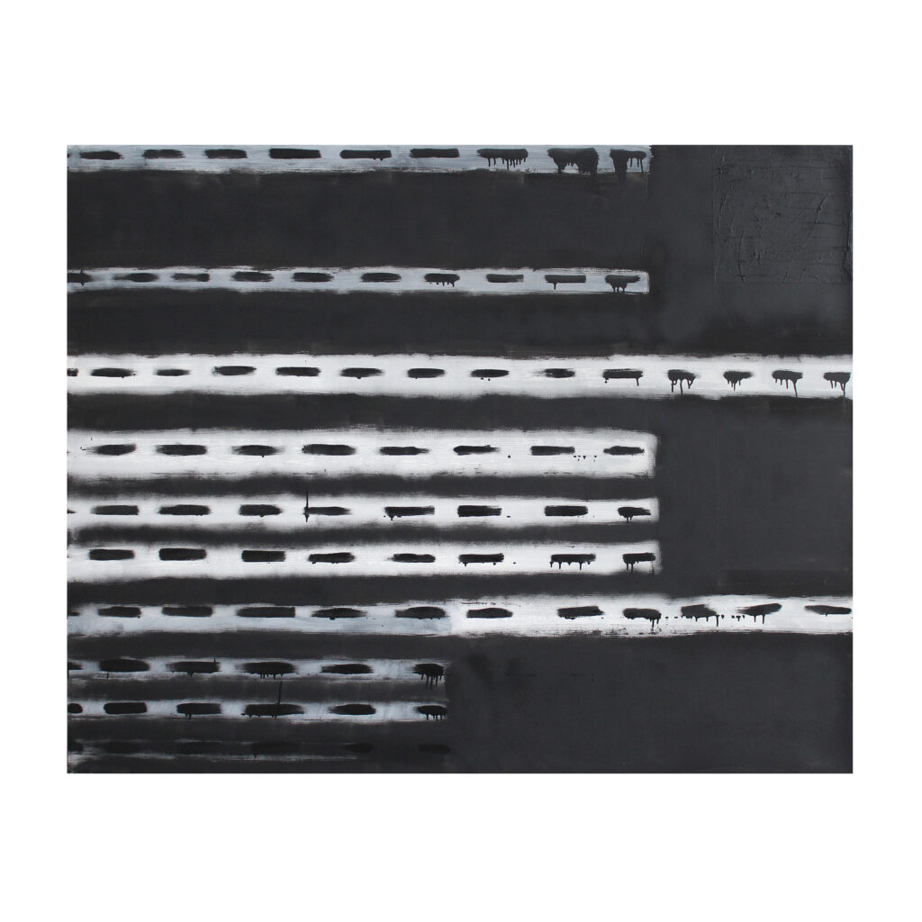 Partitur II, 1987, Mischtechnik, Segeltuch, 160 x 200 cm