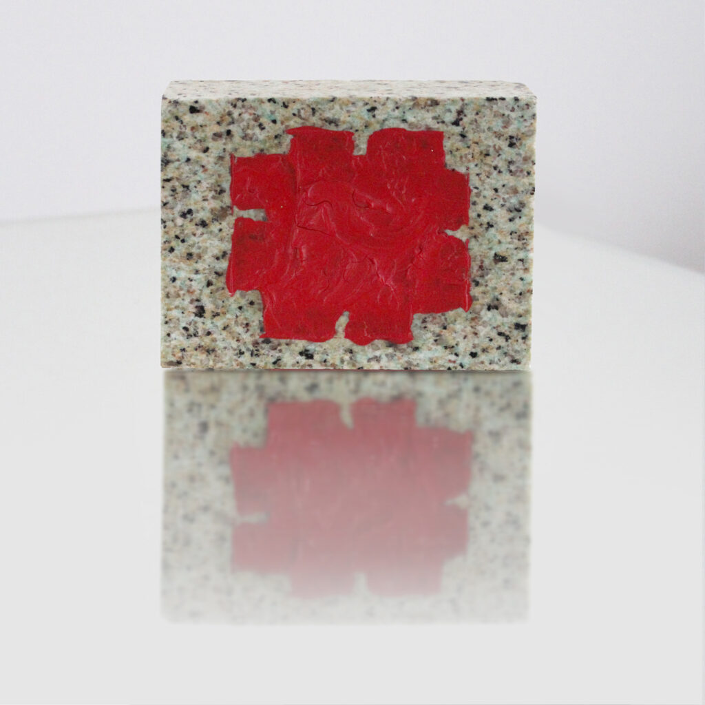 o. Titel,1996-97 Ölfarbe auf Granit 9 x 12 x 3,5 cm