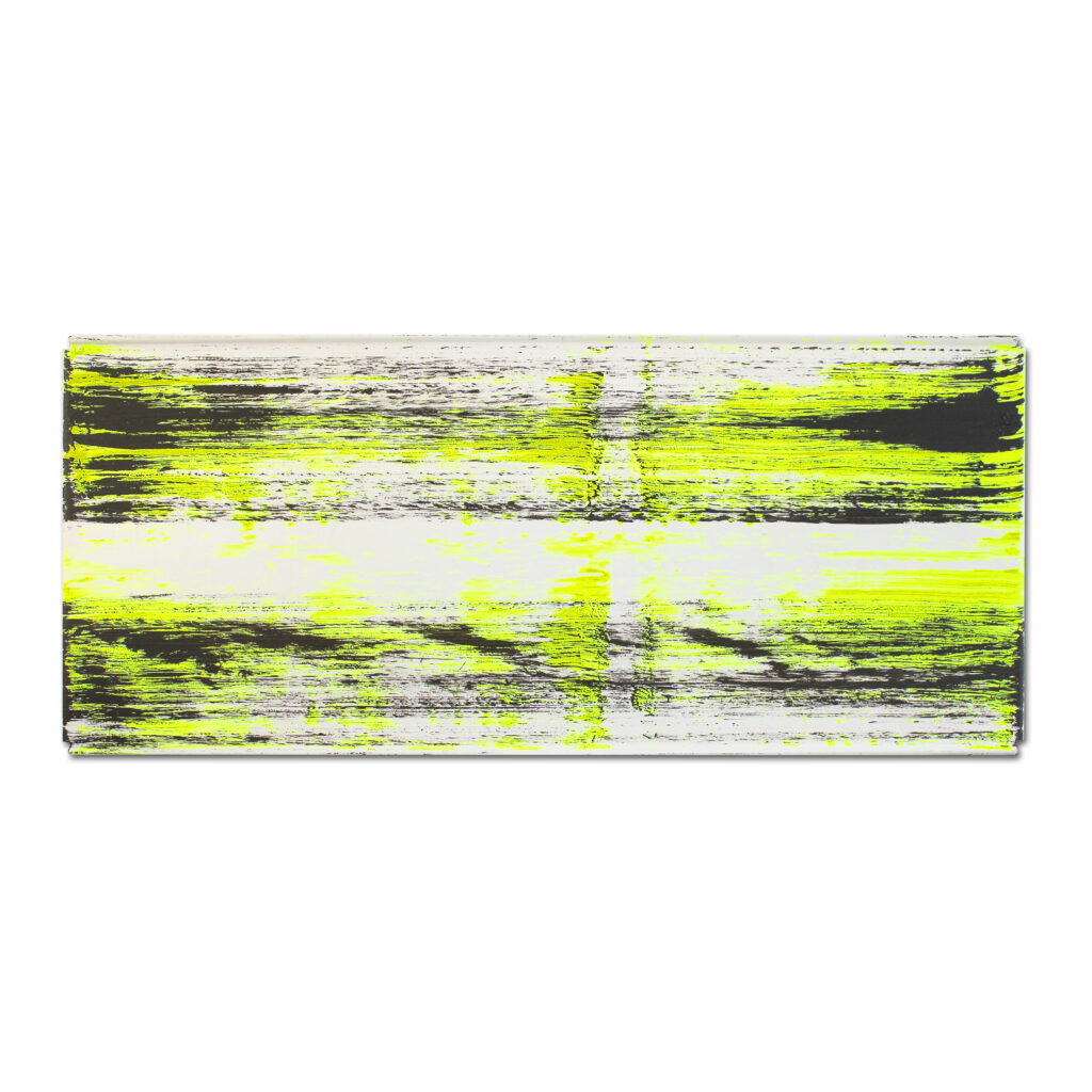 traces, 2019, Mischtechnik auf Metall, 35 x 80 cm